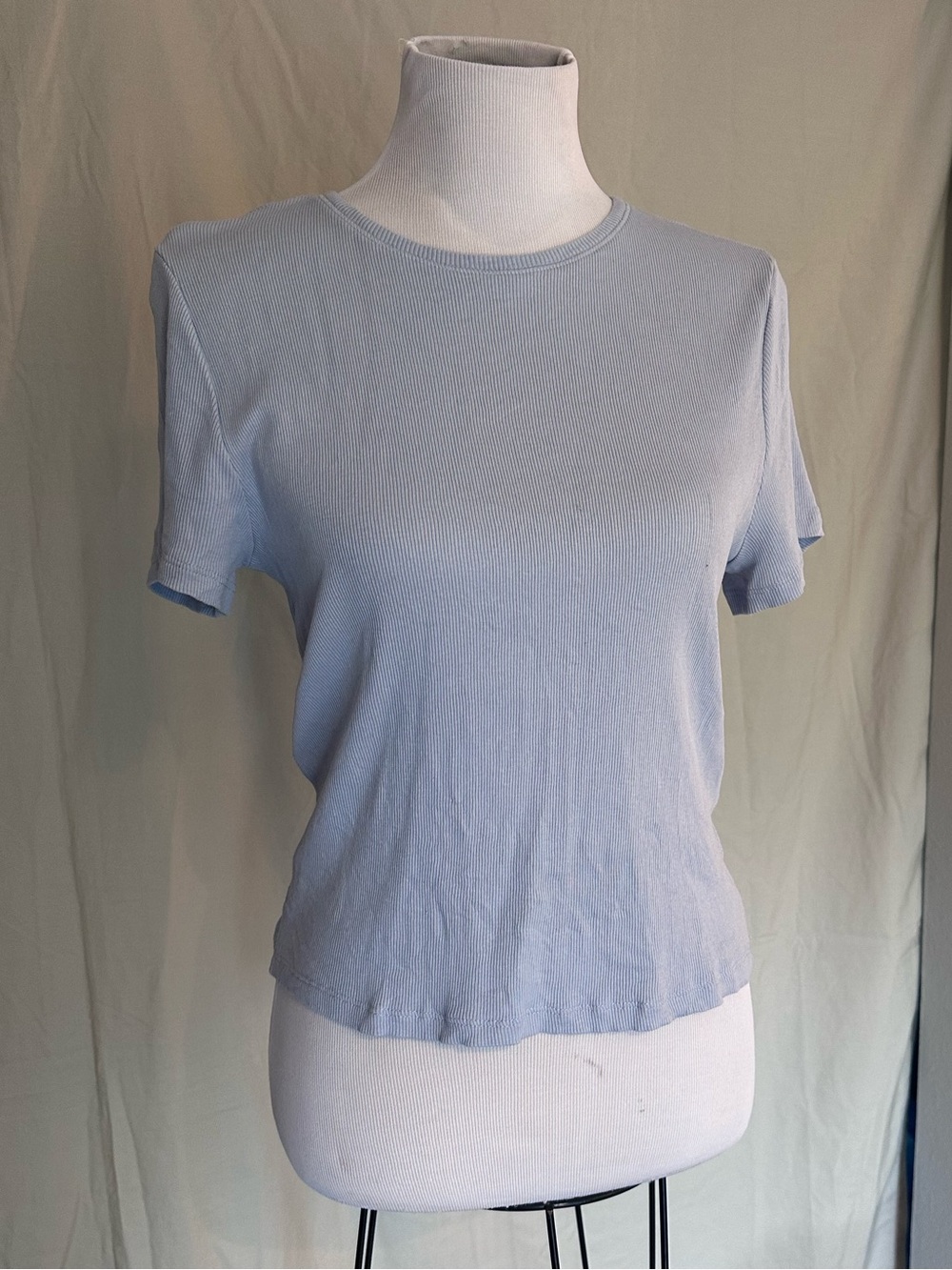 H&M Pale Blue Ribbed Short Sleeve Tee Divided XL cotton crew neck basic